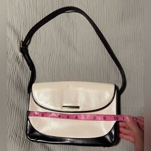 St. John Black and White Italian Leather Shoulder Purse